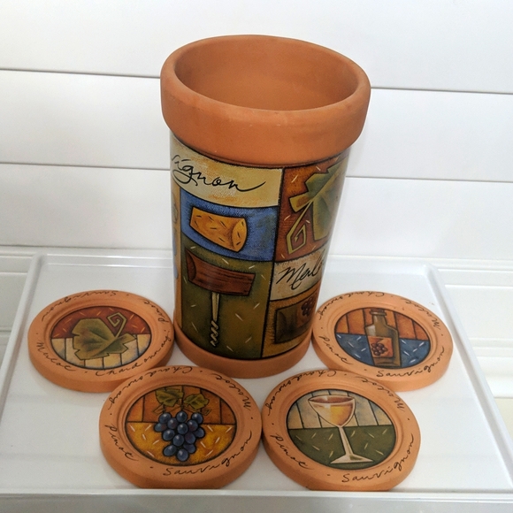 Clay Wine Cooler and Coaster Set - Picture 1 of 5